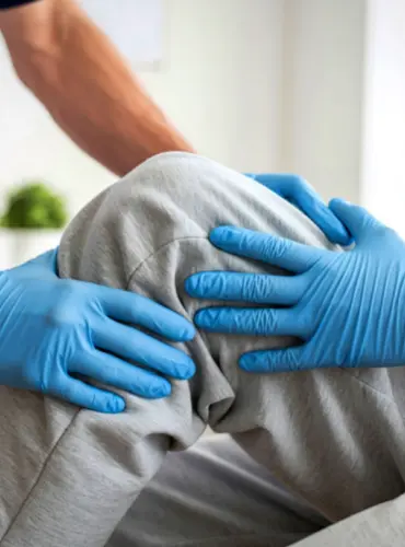 Physiotherapist providing patellofemoral pain syndrome physiotherapy treatment at home in Karachi